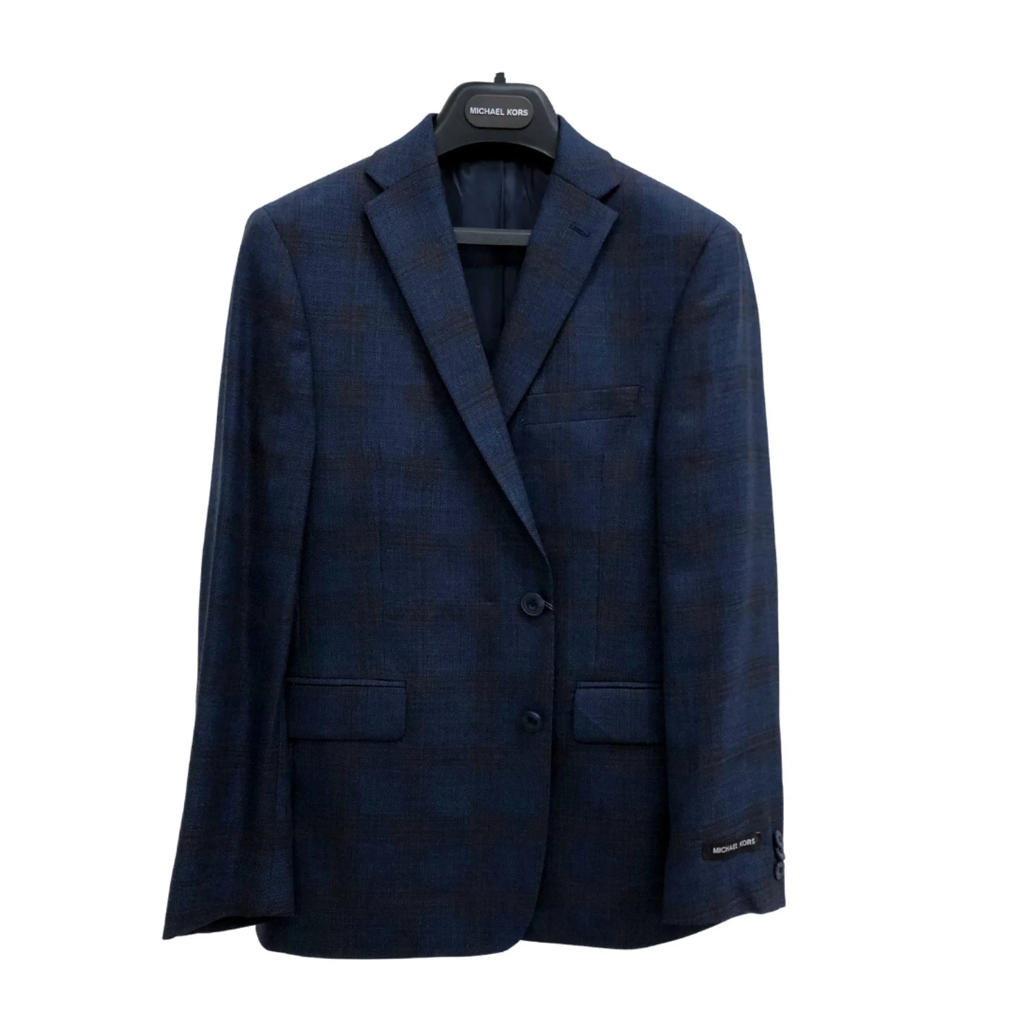 Michael Kors Boys Navy/Brown Plaid Wool Sports Jacket_ PV0425