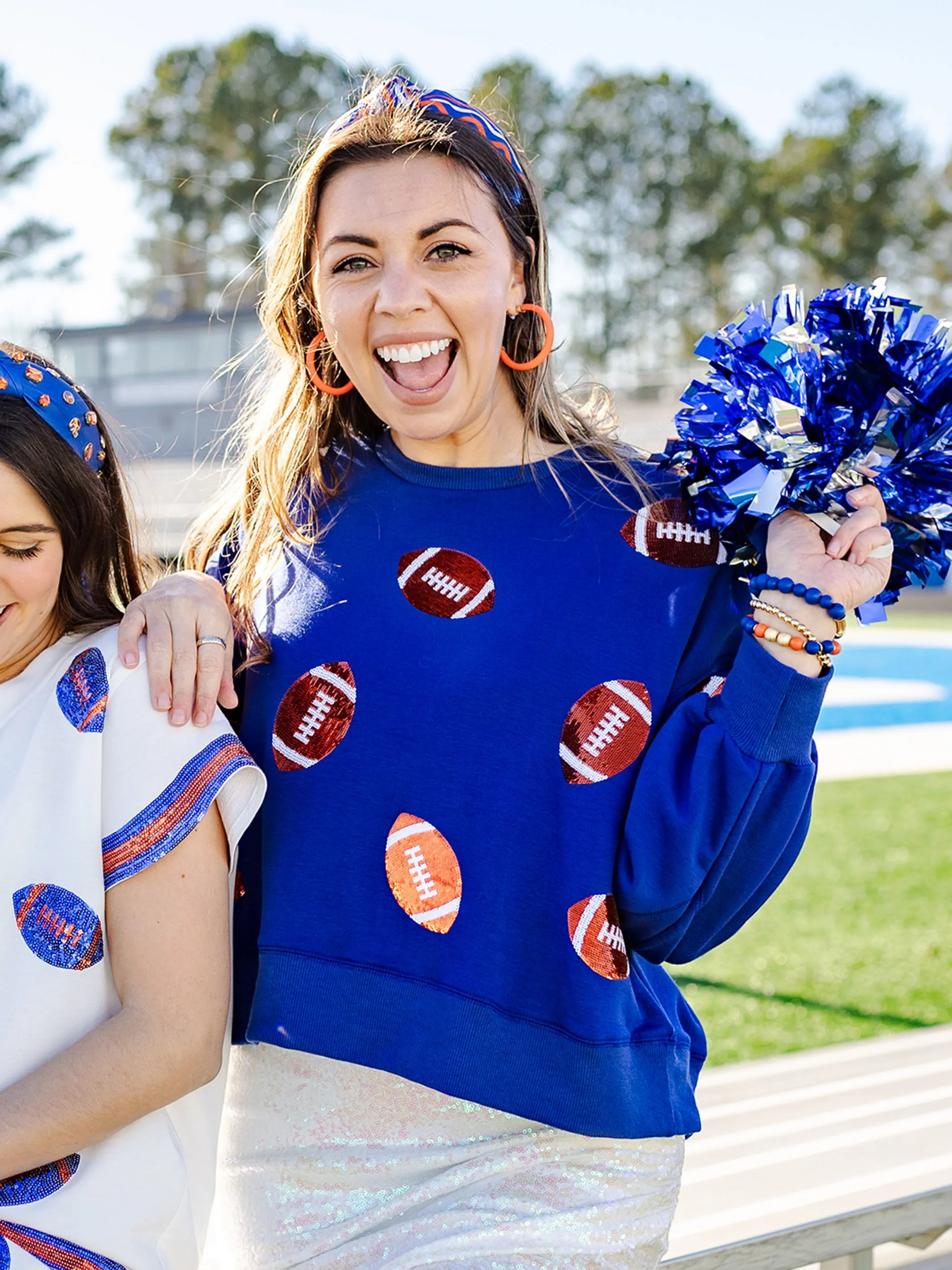 Millie Sweatshirt | Footballs Blue   Orange