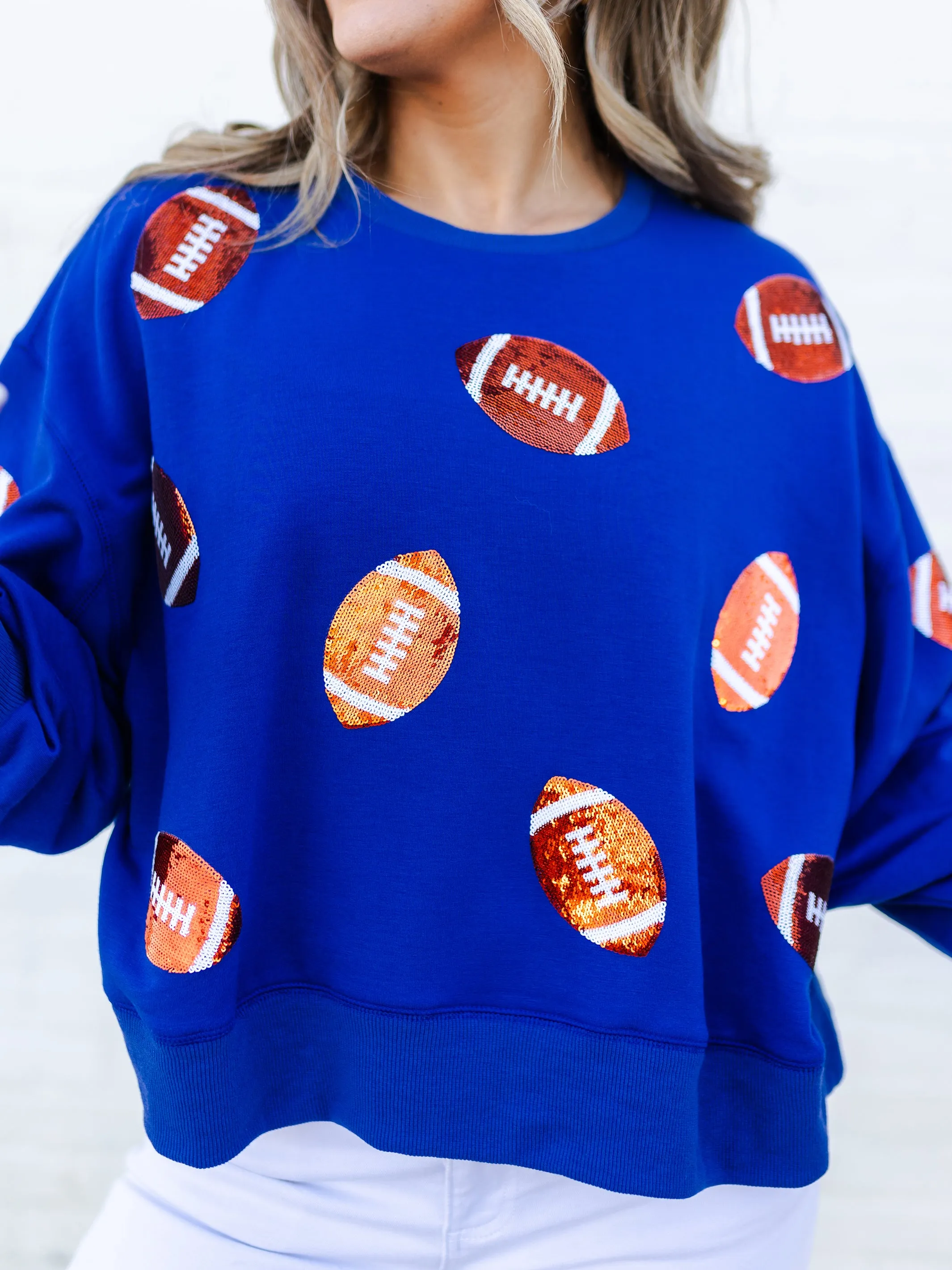 Millie Sweatshirt | Footballs Blue   Orange