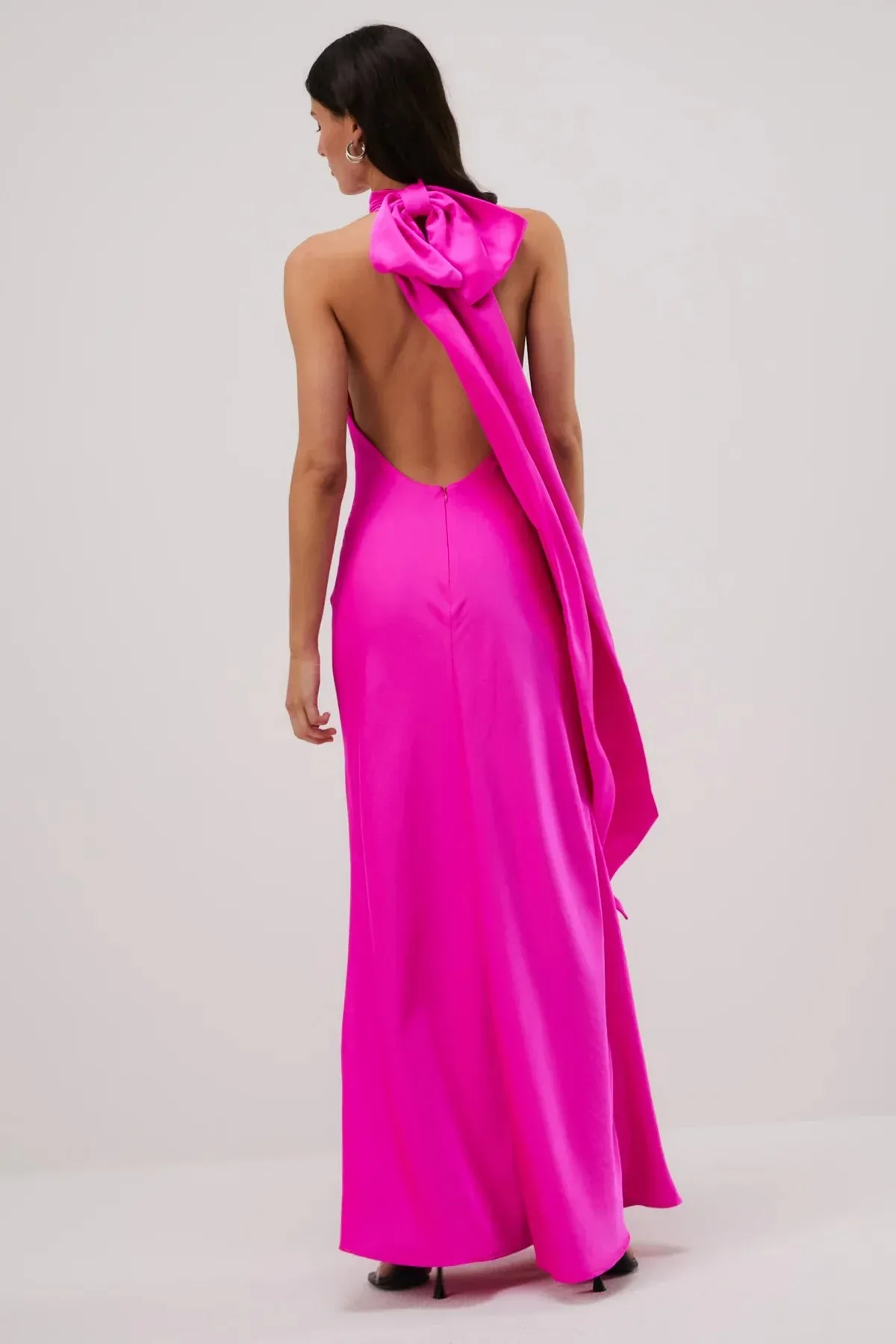 Misha Evianna Satin Gown - Hot Pink