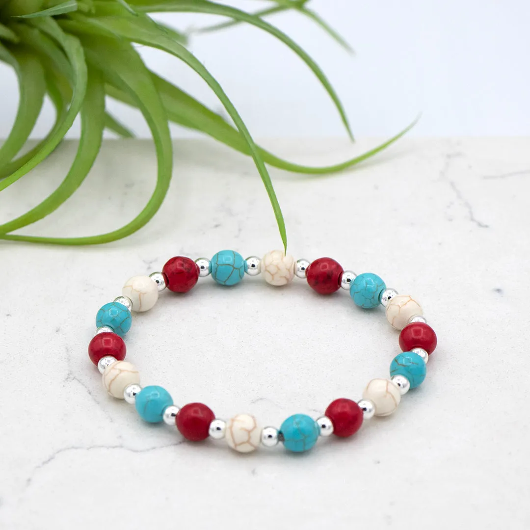 Montana Bracelet Turquoise, Cream & Red