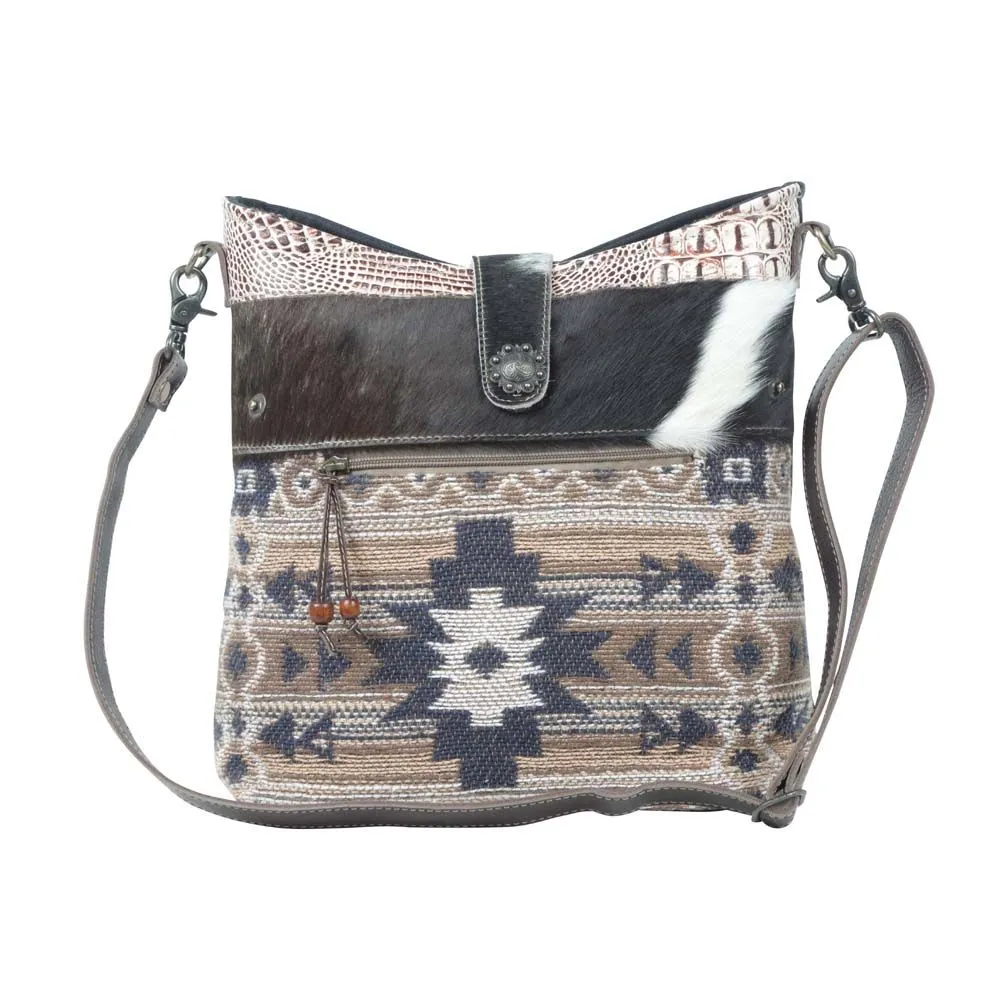 Myra Bag Panthea Shoulder Bag: Artistic Elegance with Tassels and Cowhide Flap