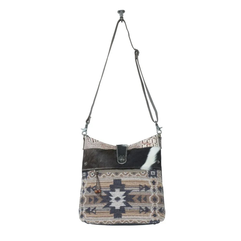 Myra Bag Panthea Shoulder Bag: Artistic Elegance with Tassels and Cowhide Flap