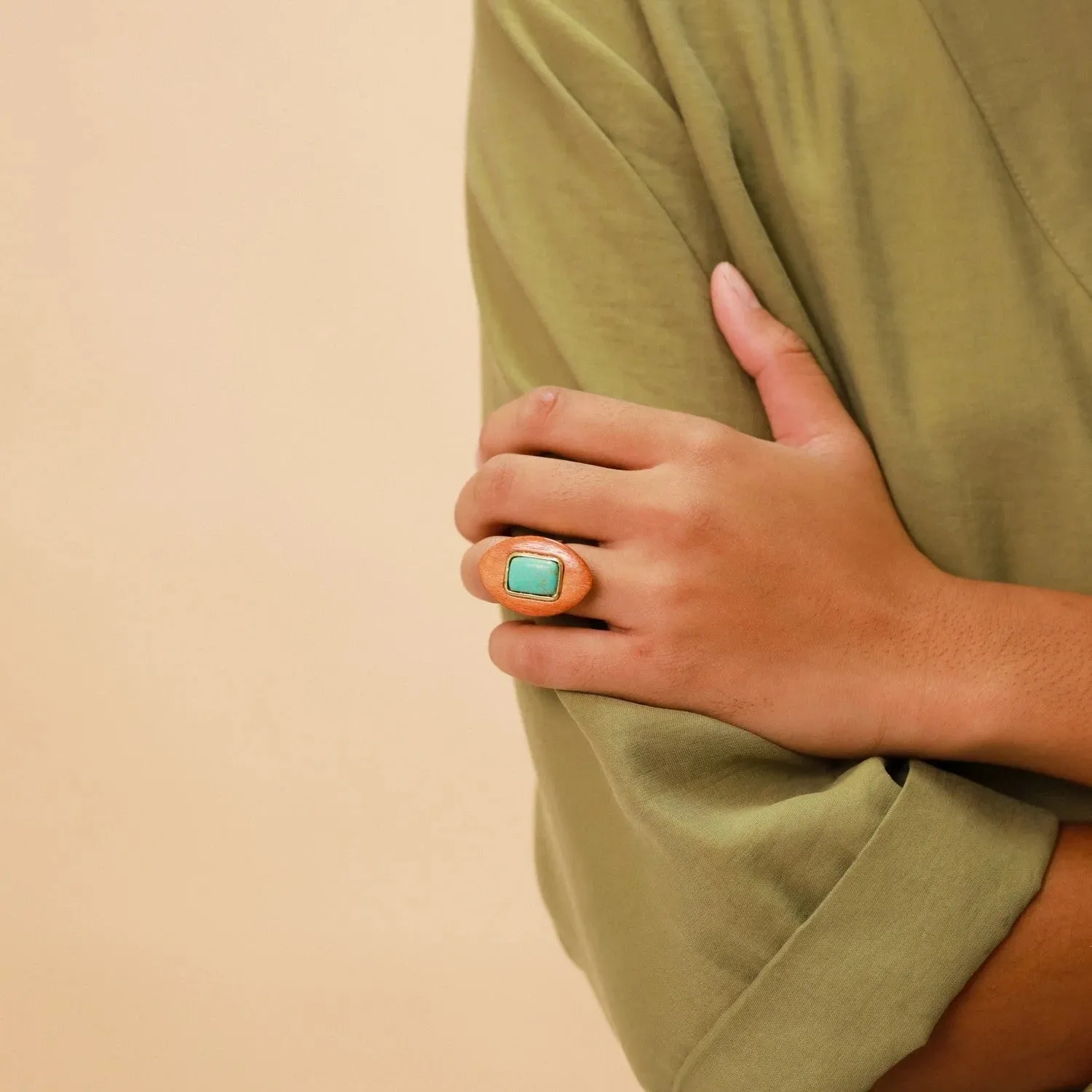 Nature Bijoux Adjustable Turquoise Statement Ring - Boreal Collection