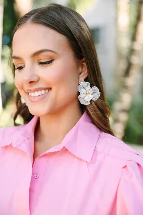 Never Change White Flower Earrings