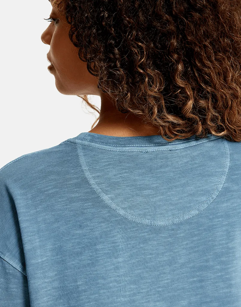 Olea Crop Tee in Storm Blue