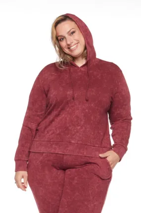 Oversized Cropped Hoodie PLUS - Burgundy