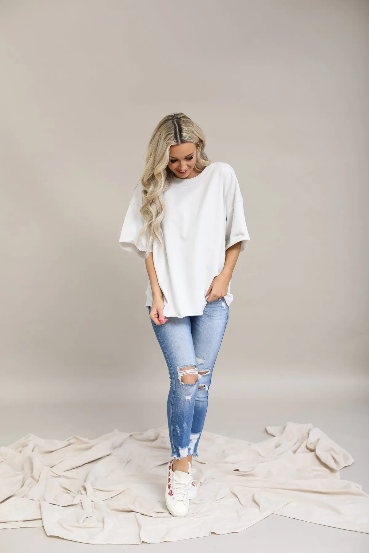 Oversized Raw Edge Top