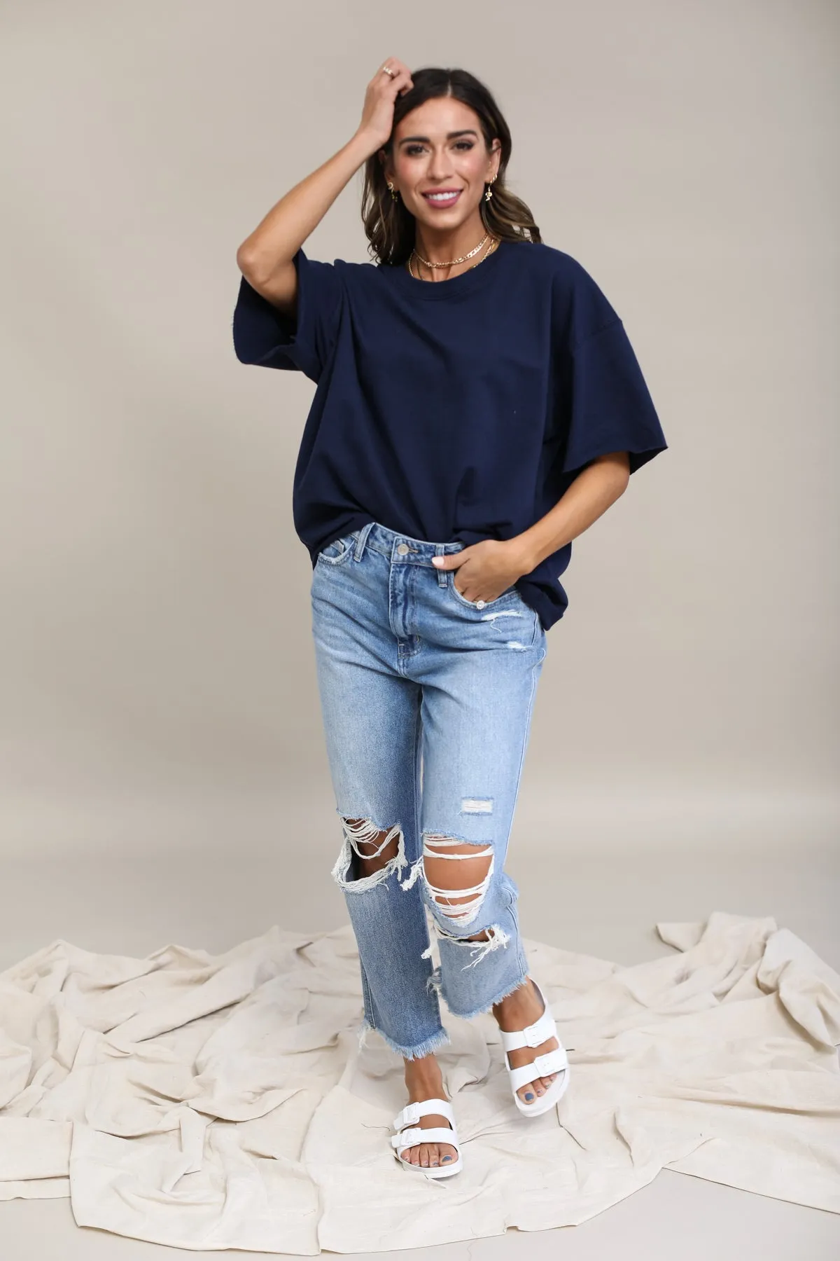 Oversized Raw Edge Top