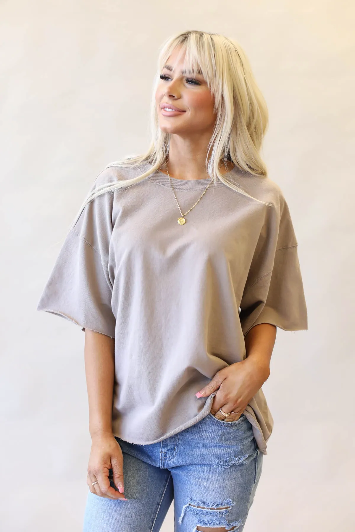 Oversized Raw Edge Top