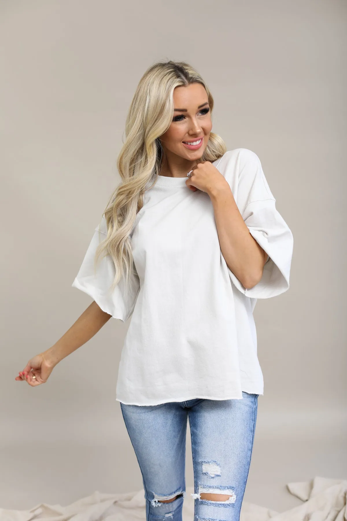 Oversized Raw Edge Top