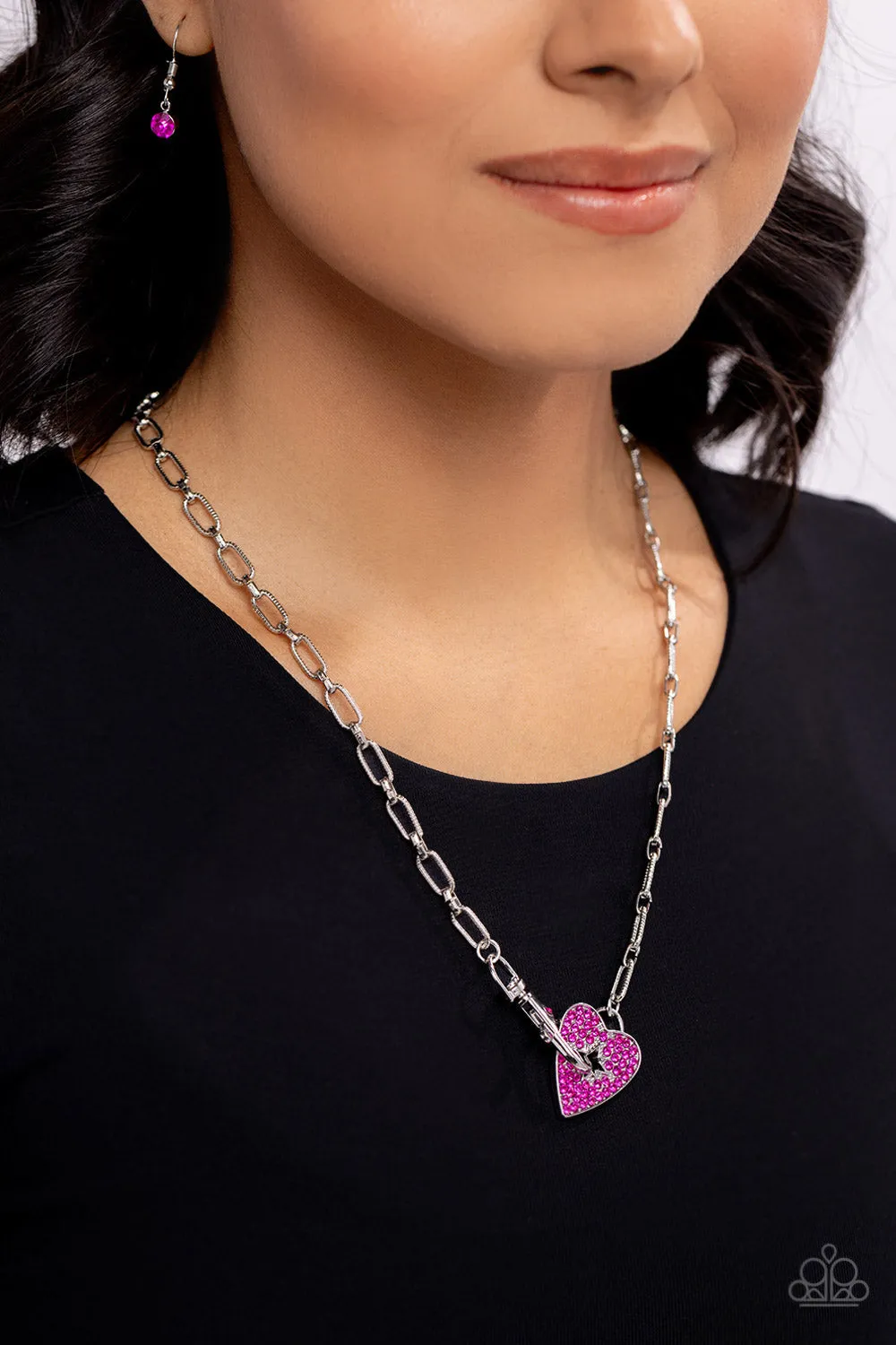 Paparazzi Radical Romance Pink Necklace & Earring Set