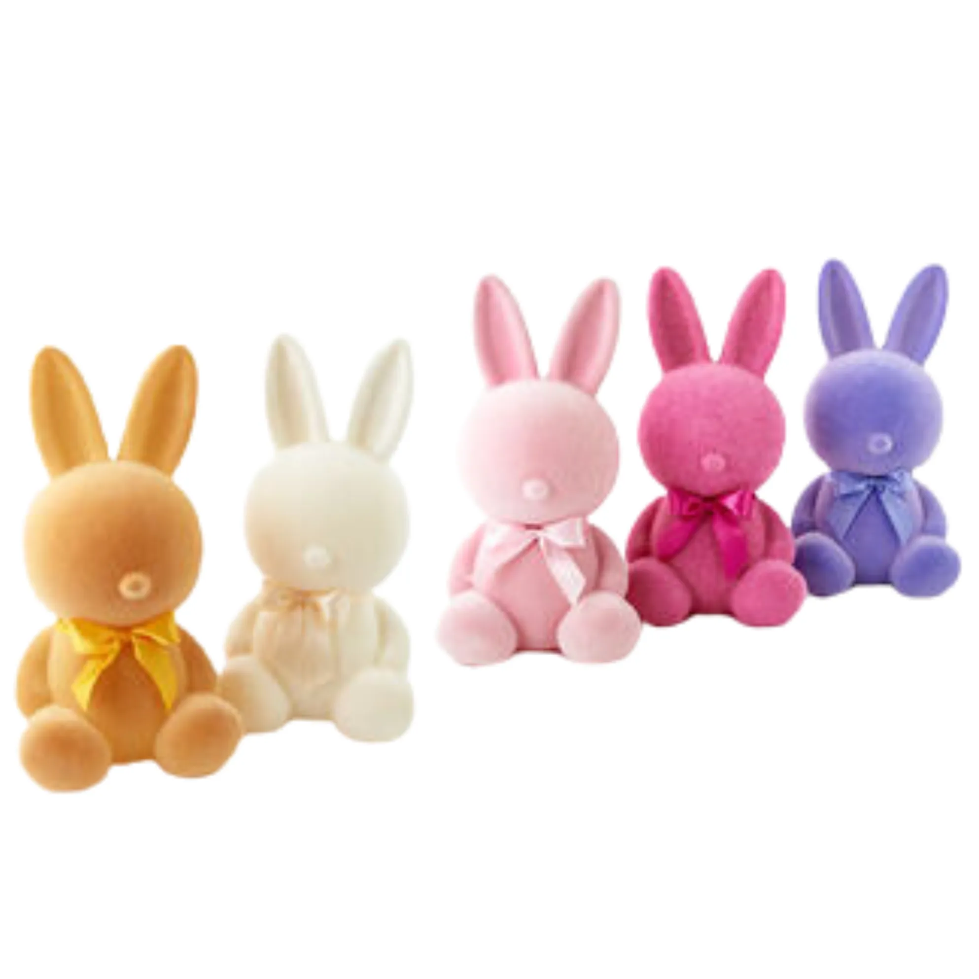 Pastel Flocked Sitting Bunny - Large