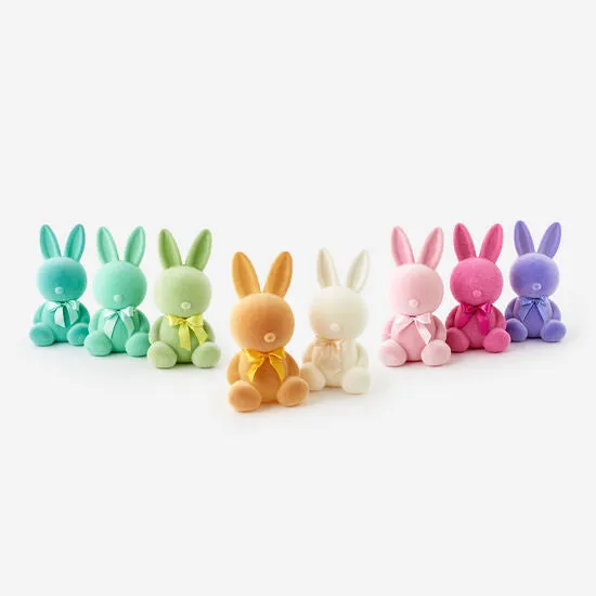 Pastel Flocked Sitting Bunny - Large