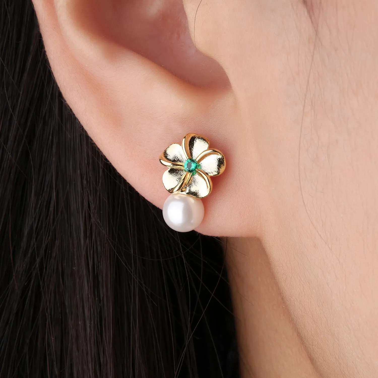 Pearl Flower Studs