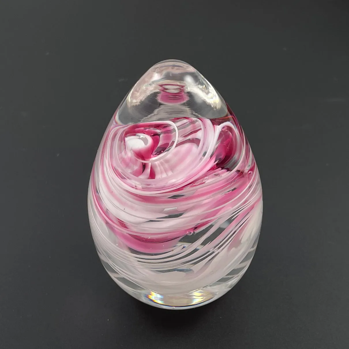 Pink Art Glass  Paperweight Egg Joe Rice