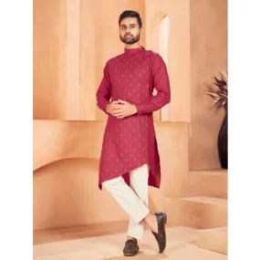 Pink Ethnic Cotton Men's Kurta Pajama