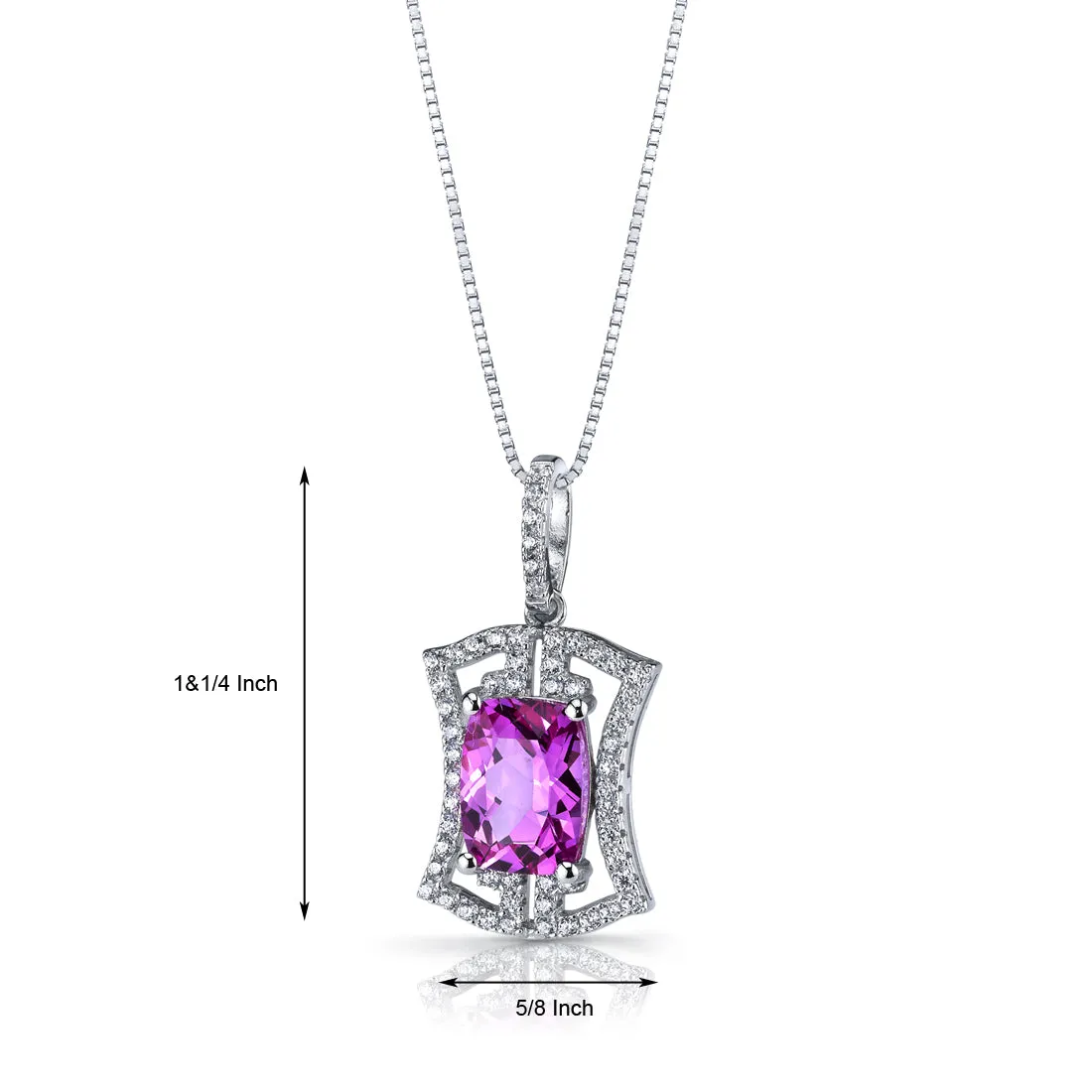 Pink Sapphire Art Deco Pendant Sterling Silver 4.5 Carats