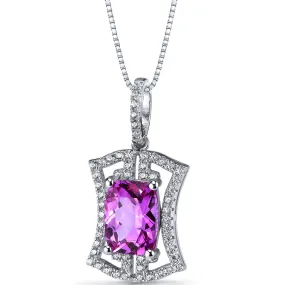 Pink Sapphire Art Deco Pendant Sterling Silver 4.5 Carats