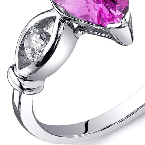 Pink Sapphire Pear Shape Sterling Silver Ring Size 6