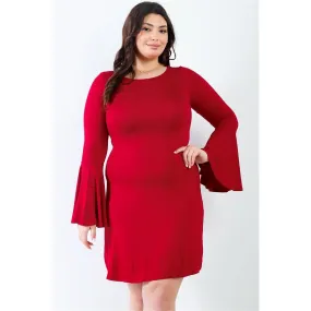 Plus Bell Long Sleeve Mini Dress