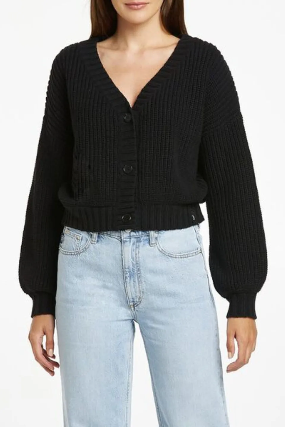 Prime LS Black Knit Cardi