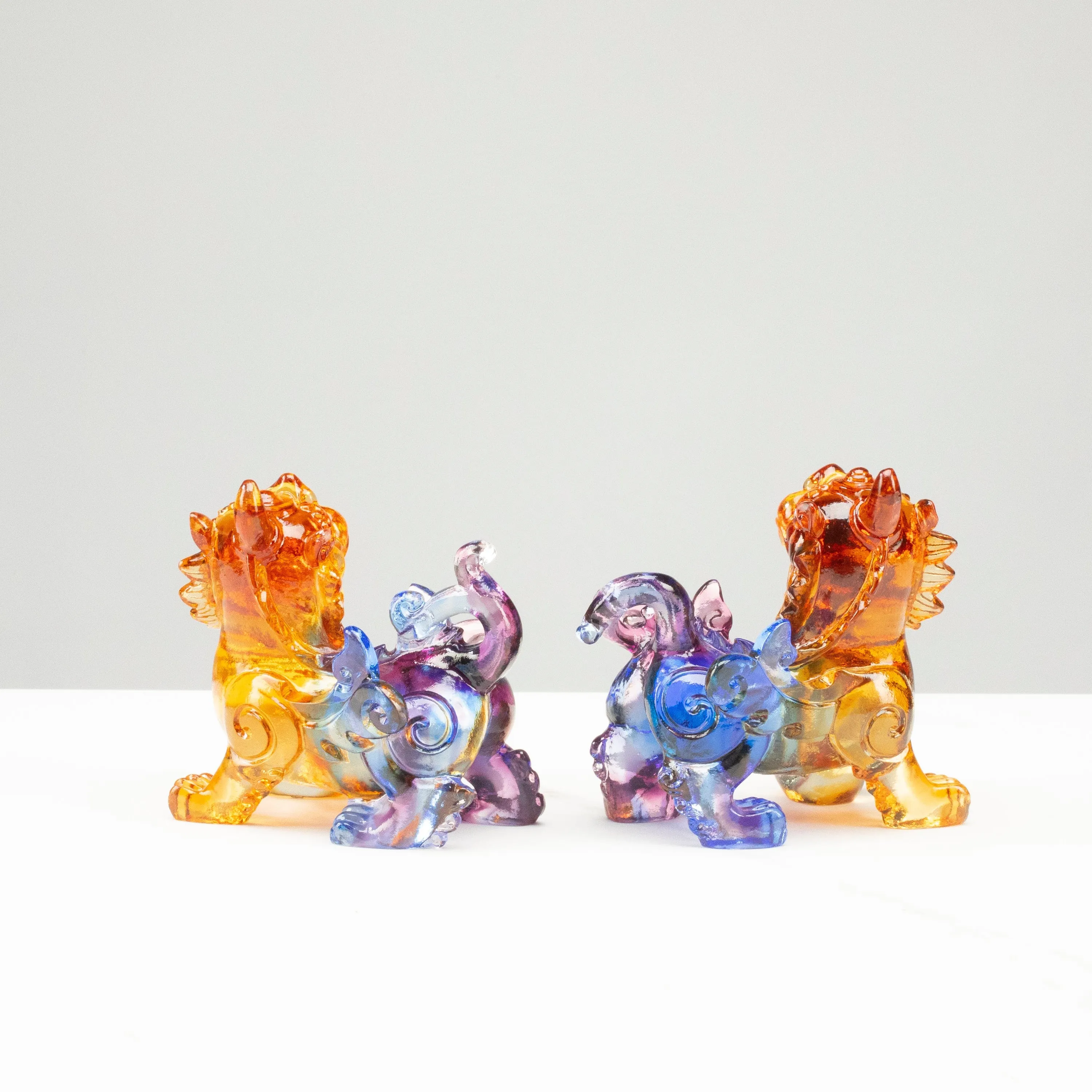 Protective Foo Dog Crystal Carving Pair - A Symbol of Good Luck and Protection