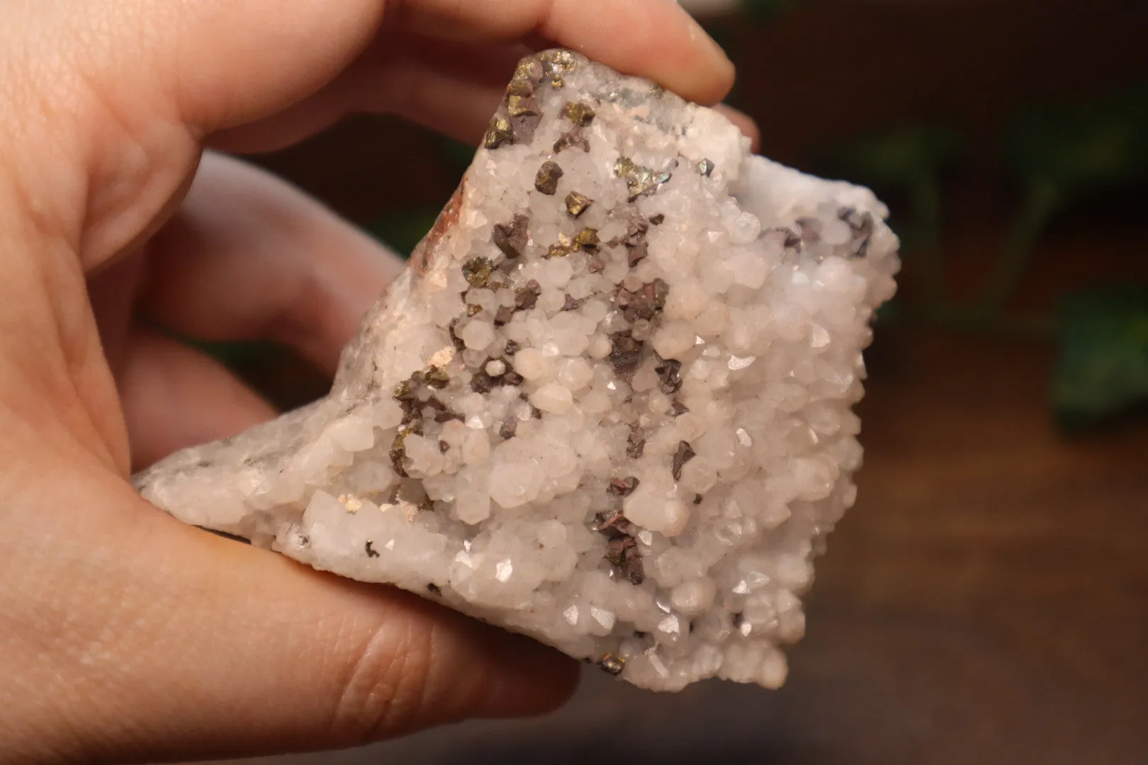 Quartz with Pyrite Cut Base