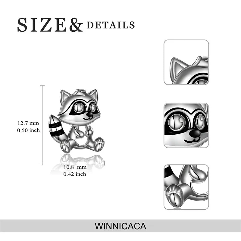 Raccoon Earrings Sterling Silver Cute Animal Stud Earring for Women Teens Birthday