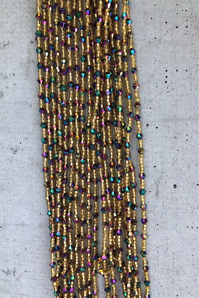 Rainbow and Gold Crystal Waist Beads