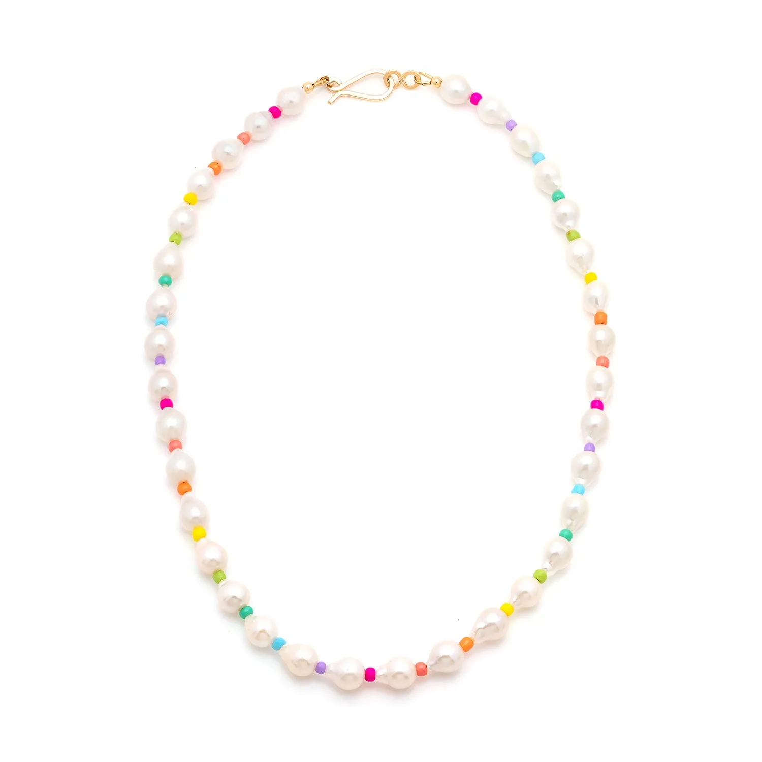 Rainbow Pearl Necklace | Gold