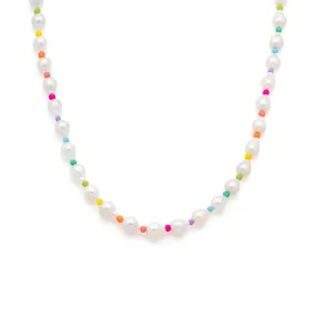 Rainbow Pearl Necklace | Gold