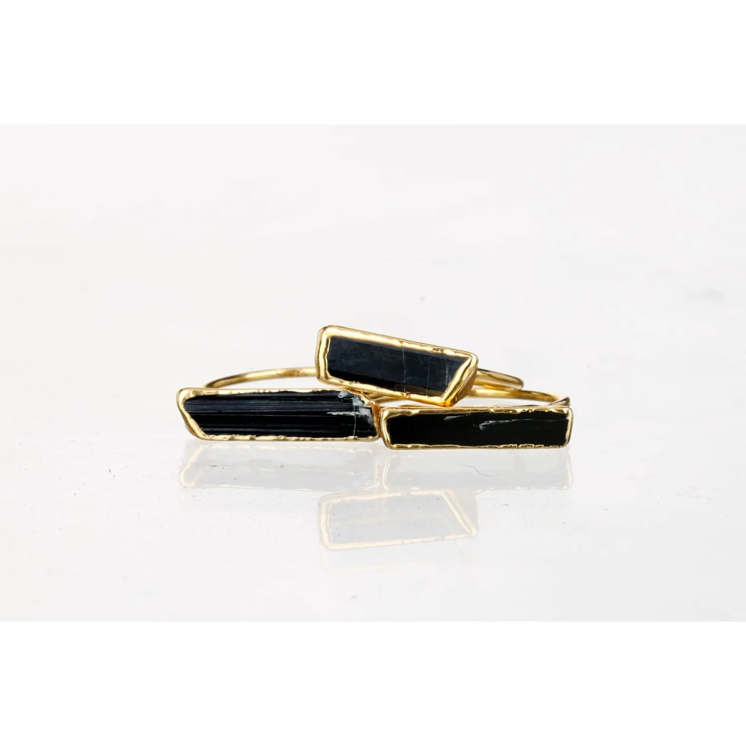 Raw Black Tourmaline Bar Ring