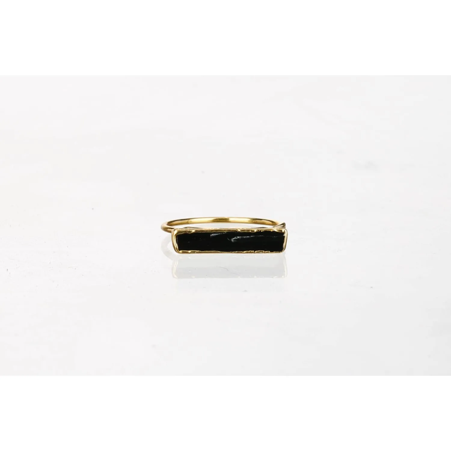 Raw Black Tourmaline Bar Ring