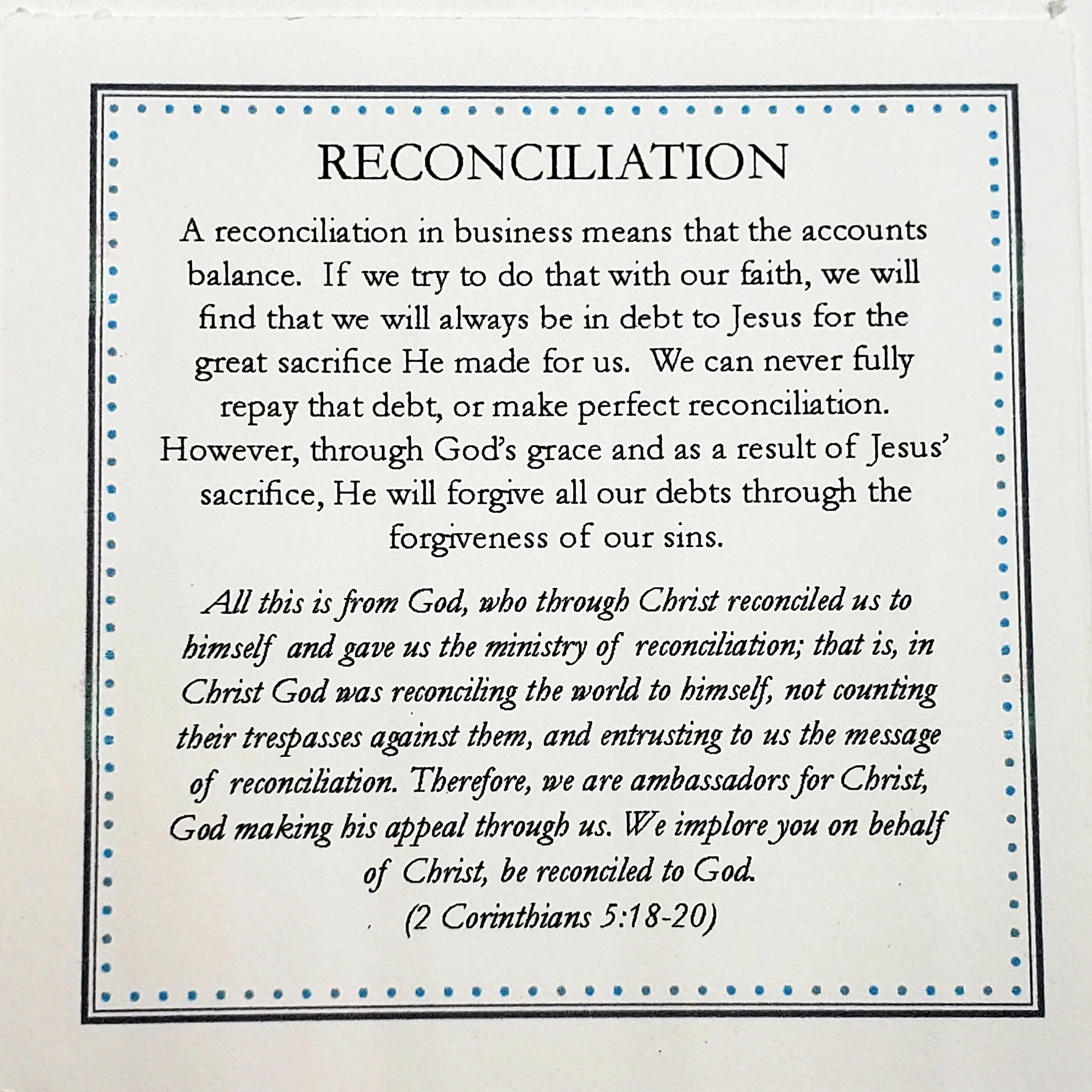 Reconciliation