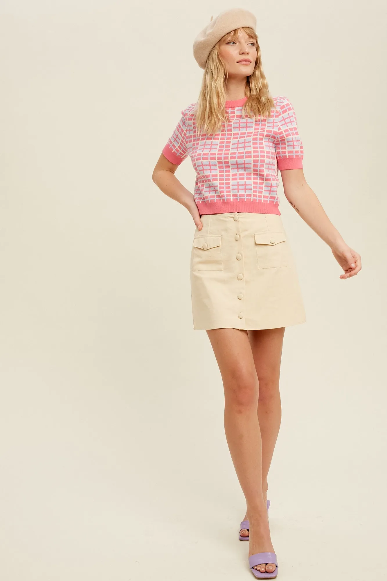 Retro Vibe with Plaids of Colors Crop Top