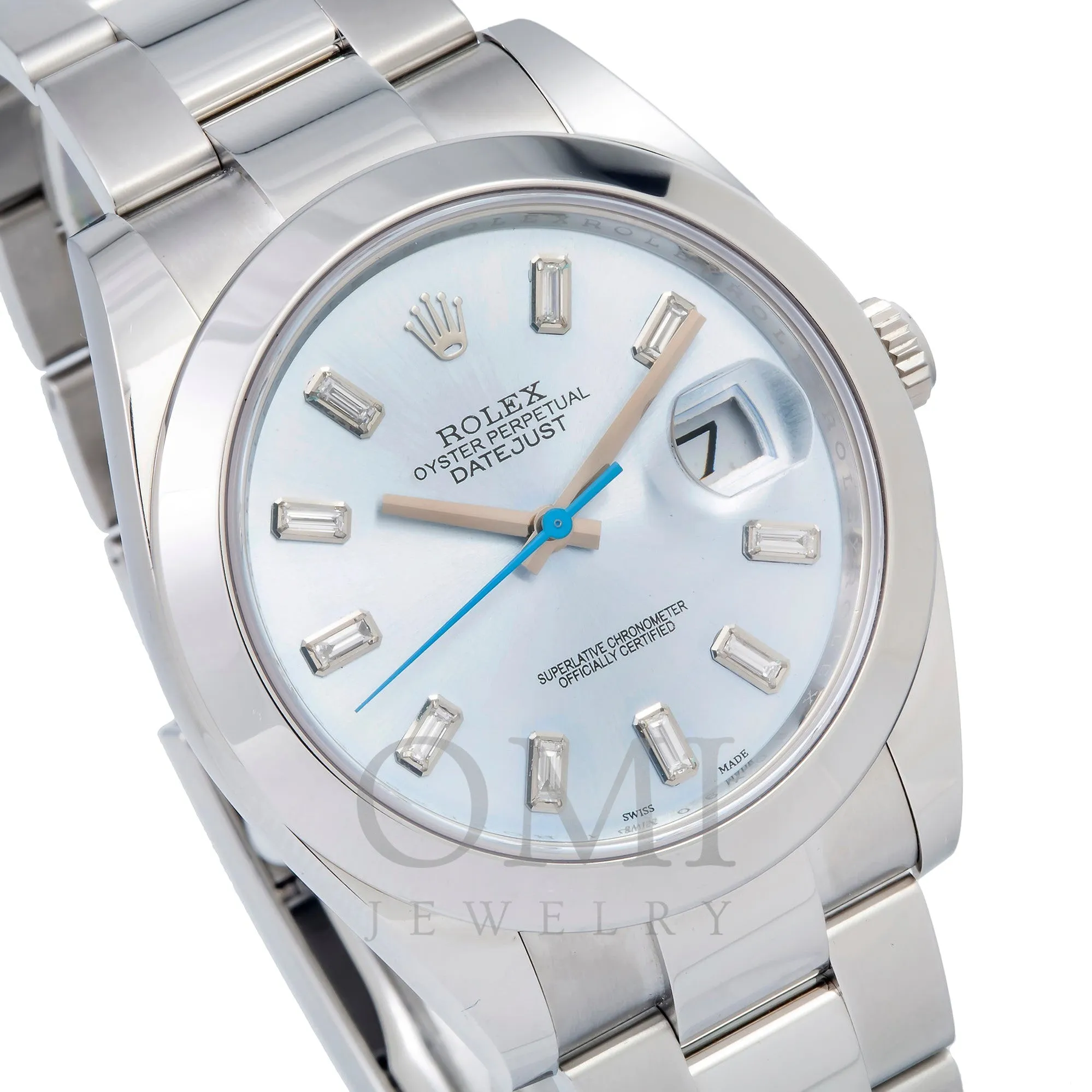 Rolex Datejust 126300 41MM Ice Blue Baguette Diamond Dial With Stainless Steel Oyster Bracelet