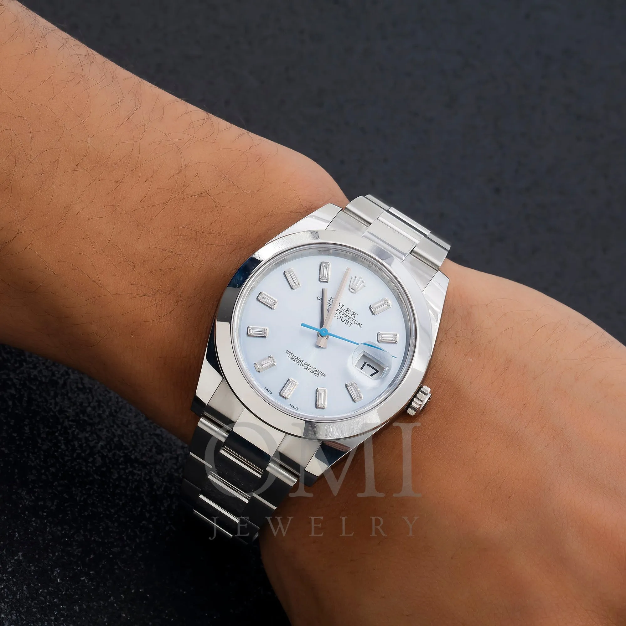 Rolex Datejust 126300 41MM Ice Blue Baguette Diamond Dial With Stainless Steel Oyster Bracelet