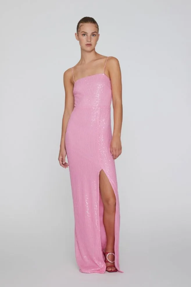 Rotate - Sequins Maxi Slit Dress - Begonia Pink