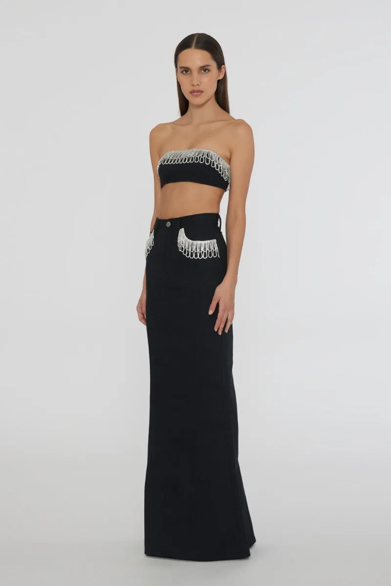 Rotate - Twill Maxi Skirt - Black