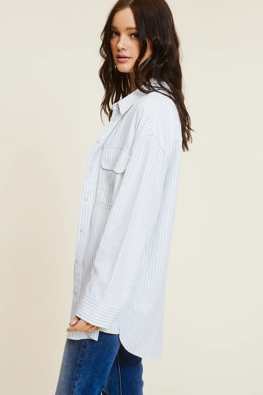 Sage Striped Button Down