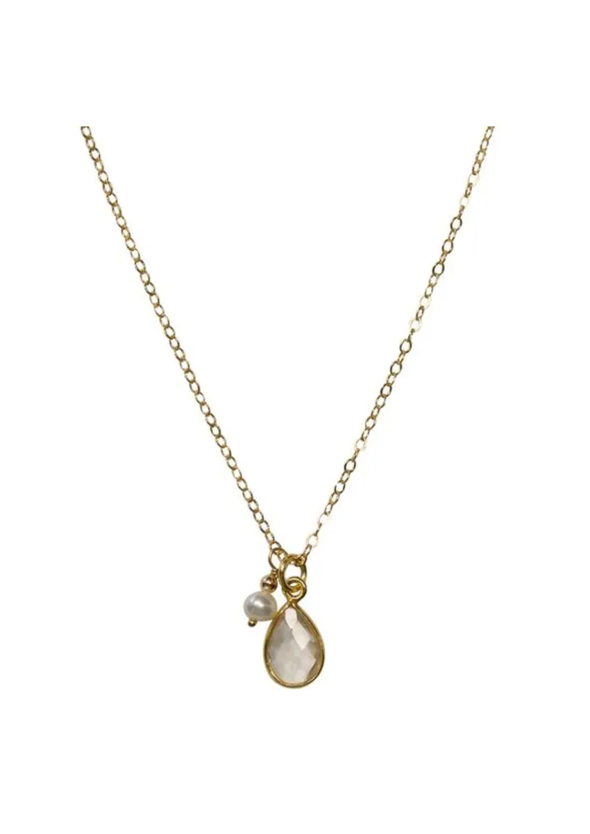 SALE Ellington Crystal Quartz Gold Necklace *As Seen On Kevin Can Wait*