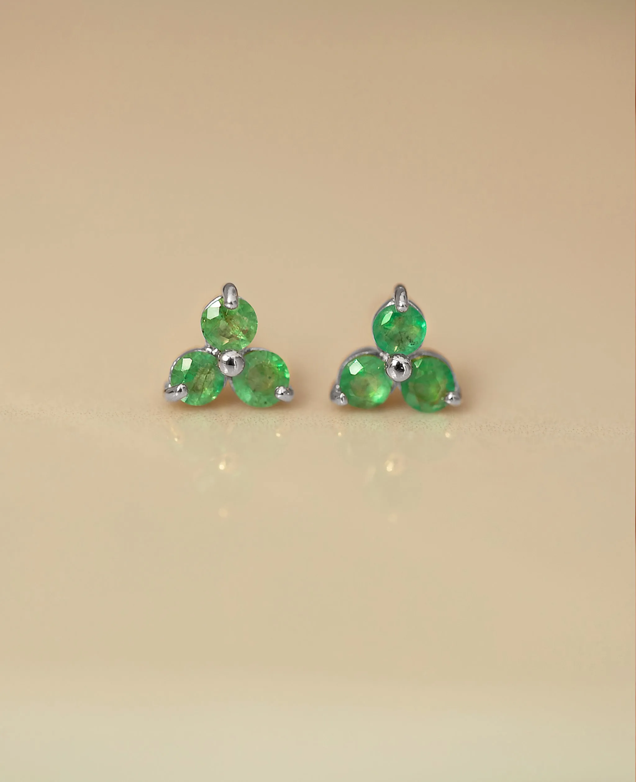 *SAMPLE SALE* Emerald Large Fleur Studs Silver