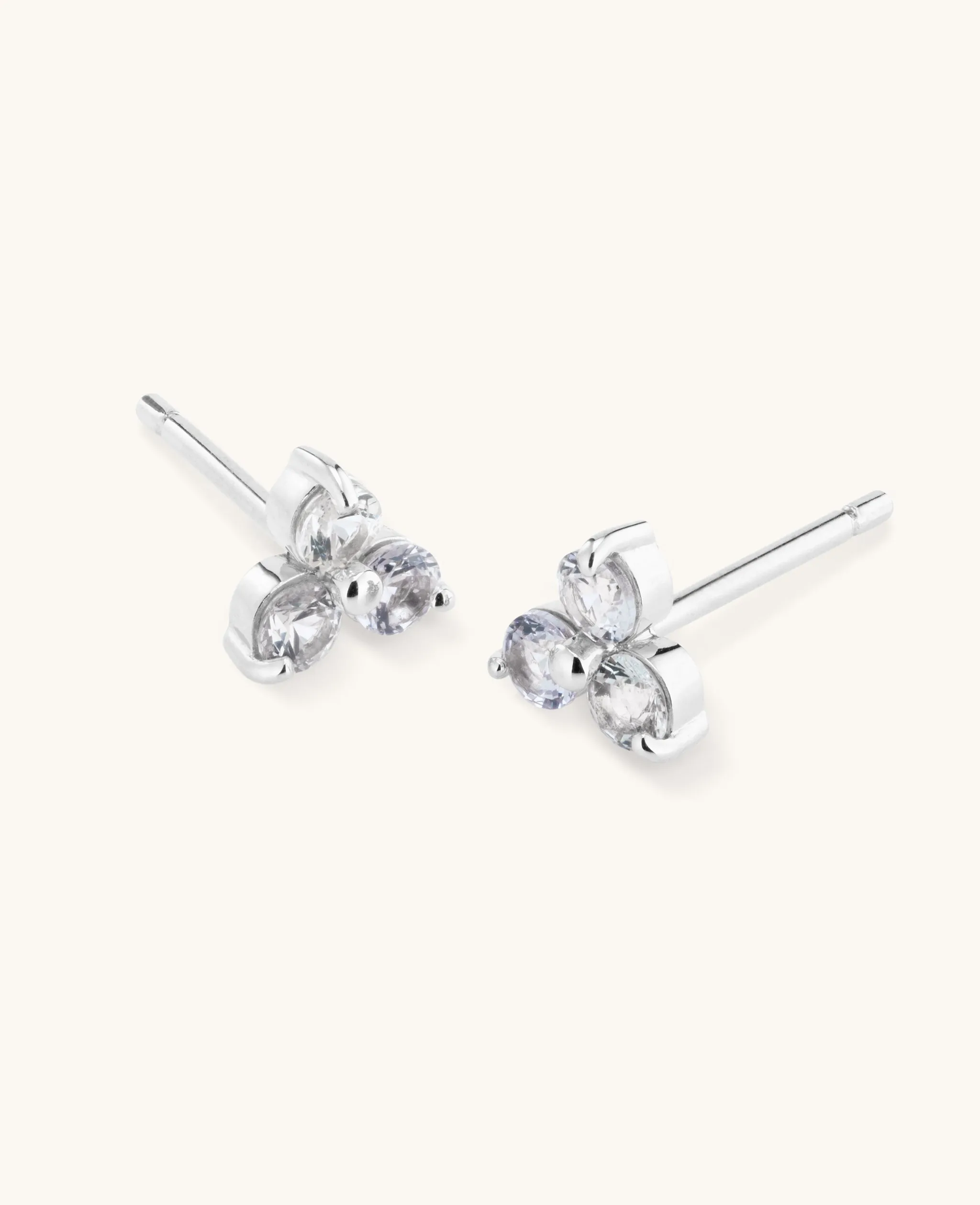 Sapphire Large Fleur Studs Silver