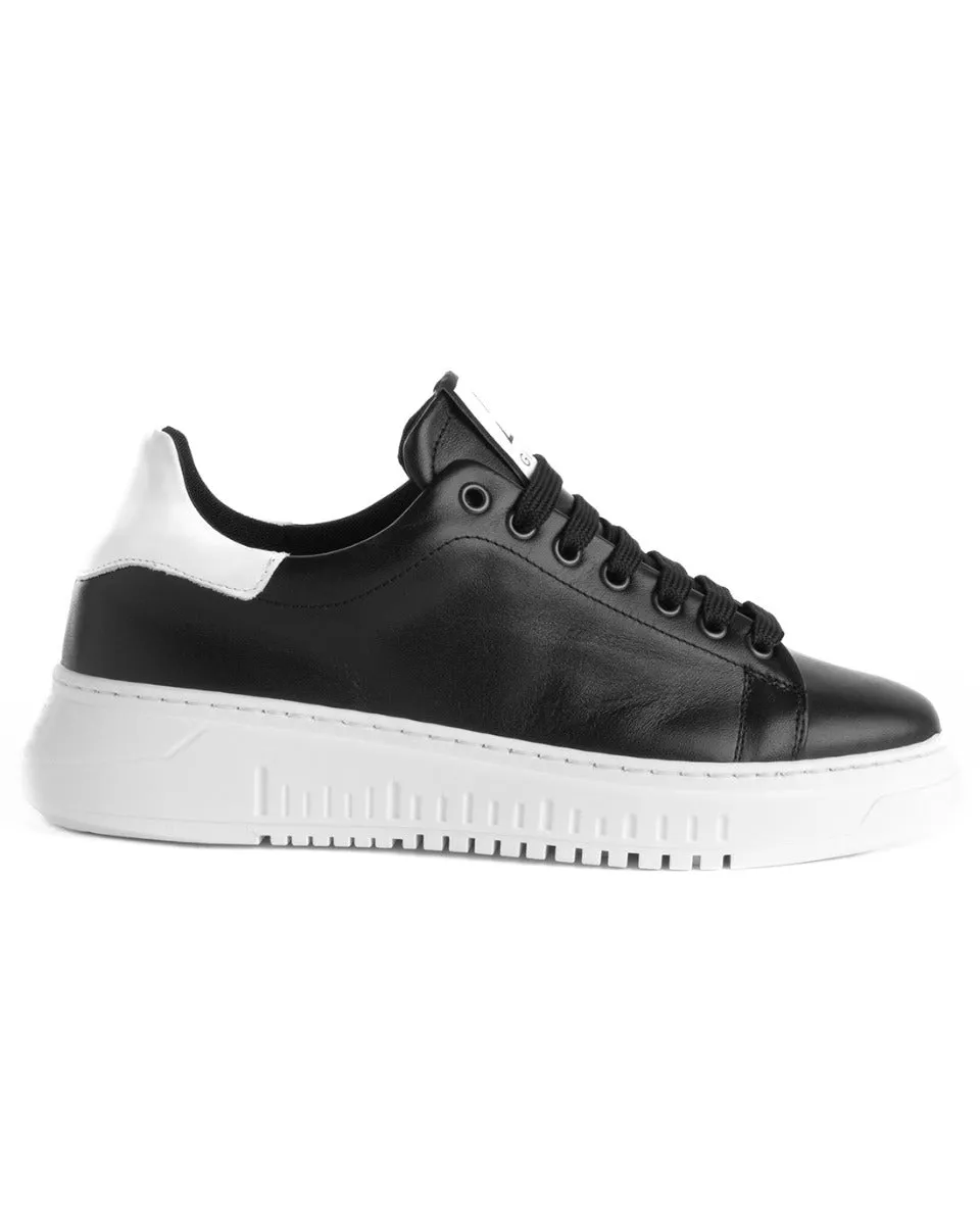 Scarpe Uomo Sneakers Ecopelle Nere Basic Casual Eleganti Sportive GIOSAL-S1189A