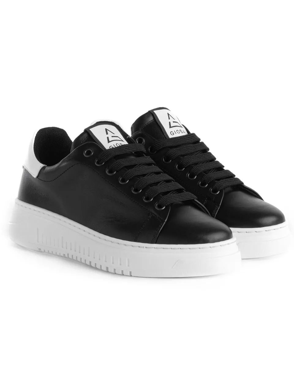 Scarpe Uomo Sneakers Ecopelle Nere Basic Casual Eleganti Sportive GIOSAL-S1189A