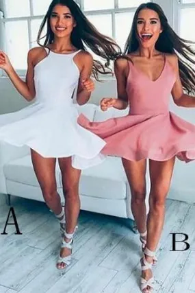 Sexy Cute A-Line Short Prom Dress with Straps Sleeveless Mini Graduation Dress