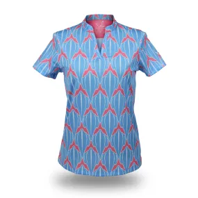 Shark Marina Blue - OGA Women's Polo - Marina Blue and Coral