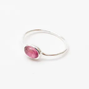 Silver Pink Tourmaline Oval Ring