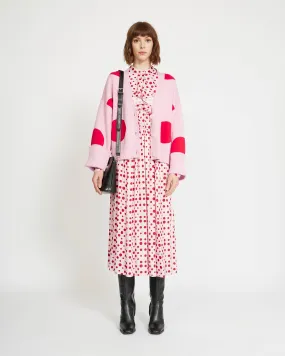 Silvian Heach Pink and Red Polka Dot Dress